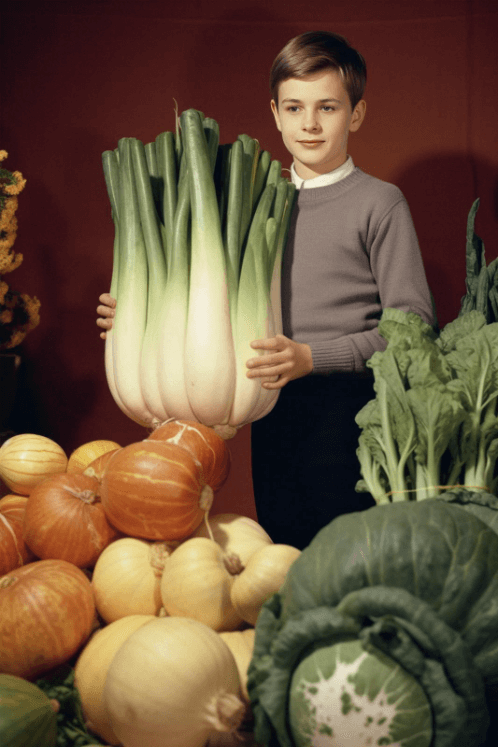 Bruce Eesly. Peter Trimmel wins first prize for his UHY fennel at the Kooma Giants Show in Limburg, 1956, New Farmer series, 2023. Courtesy of the artist.